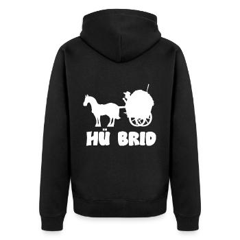 Pferdekutsche Hü Brid Hybrid Auto Pferd - Unisex Premium Bio Zip Hoodie - Schwarz - Hinten - Nico (187cm)