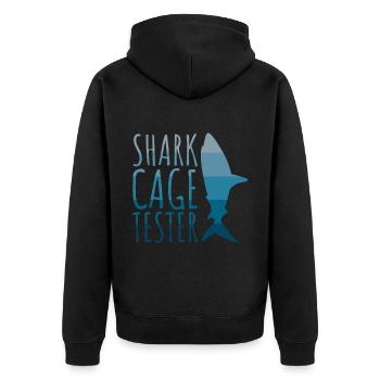 Shark Cage Tester - Unisex Premium Bio Zip Hoodie - Schwarz - Hinten - Nico (187cm)
