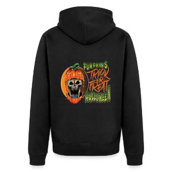 Kürbisse Halloween Süßes oder Saures - Unisex Premium Bio Zip Hoodie - Schwarz - Hinten - Nico (187cm)