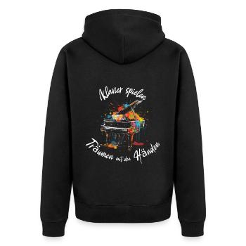 Klavier spielen ist wie Träumen mit den Händen - Unisex Premium Bio Zip Hoodie - Schwarz - Hinten - Nico (187cm)