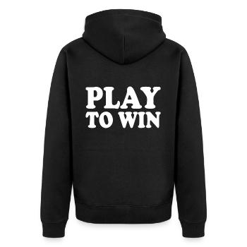 Play to win - Unisex Premium Organic Zip Hoodie - black - Back - Nico (187cm)