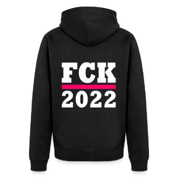 Fck 2022 - Unisex Premium Bio Zip Hoodie - Schwarz - Hinten - Nico (187cm)