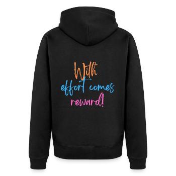 KDFA I With effort comes reward! - Unisex Premium Bio Zip Hoodie - Schwarz - Hinten - Nico (187cm)