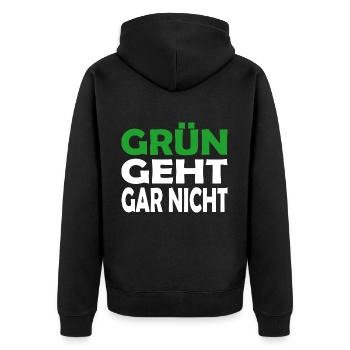 Grün Geht Gar Nicht - Unisex Premium Bio Zip Hoodie - Schwarz - Hinten - Nico (187cm)