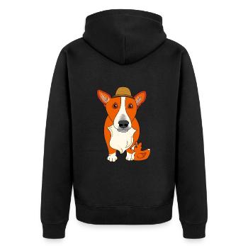 Welsh Corgi Urlaub niedlich Fellnase Doglove hund - Unisex Premium Bio Zip Hoodie - Schwarz - Hinten - Nico (187cm)
