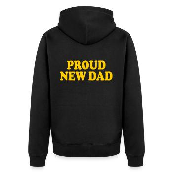 Proud new dad - Unisex Premium Bio Zip Hoodie - Schwarz - Hinten - Nico (187cm)