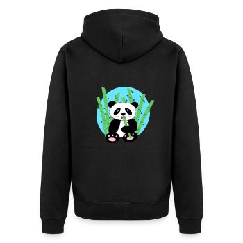 Panda und Bambus - Unisex Premium Bio Zip Hoodie - Schwarz - Hinten - Nico (187cm)