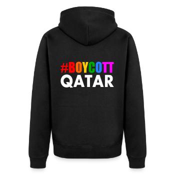 Boycott qatar - Veste à capuche bio Premium Unisexe - noir - Dos - Nico (187cm)
