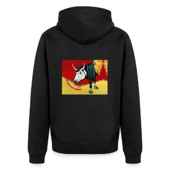 Taureau de Camargue style peinture naïve - Veste à capuche bio Premium Unisexe - noir - Dos - Nico (187cm)