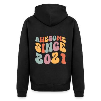 2021 Vintage Birthday Groovy Vintage Retro - Unisex Premium Organic Zip Hoodie - black - Back - Nico (187cm)