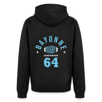 Rugby Bayonne supporter bayonnais 64 - Veste à capuche bio Premium Unisexe - noir - Dos - Nico (187cm)