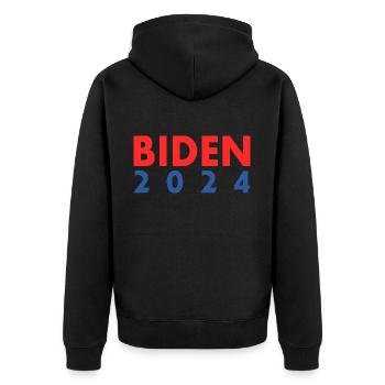 Joe biden 2024 - Unisex Premium Bio Zip Hoodie - Schwarz - Hinten - Nico (187cm)