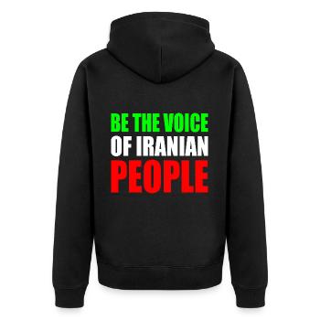 Be the voice of iranian people - Unisex Premium Organic Zip Hoodie - black - Back - Nico (187cm)