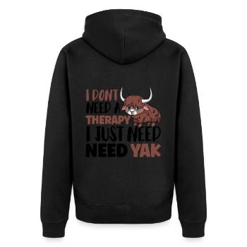 I dont need a therapy i just need Yak - Unisex Premium Bio Zip Hoodie - Schwarz - Hinten - Nico (187cm)