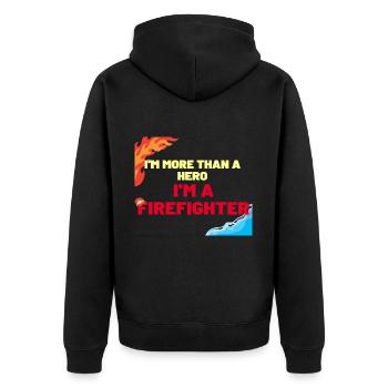 A FIREFIGHTER MORE THAN A HERO - Unisex Premium Organic Zip Hoodie - black - Back - Nico (187cm)