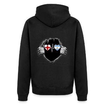 England und Argentinien Argentinische Flaggen - Unisex Premium Bio Zip Hoodie - Schwarz - Hinten - Nico (187cm)