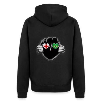 England und Brasilien Brasilianisch Brasil Fahne - Unisex Premium Bio Zip Hoodie - Schwarz - Hinten - Nico (187cm)