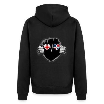 England und Dominikanische Republik Fahne Flaggen - Unisex Premium Bio Zip Hoodie - Schwarz - Hinten - Nico (187cm)