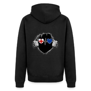 England und Europäische Union EU Fahne Flaggen - Unisex Premium Bio Zip Hoodie - Schwarz - Hinten - Nico (187cm)