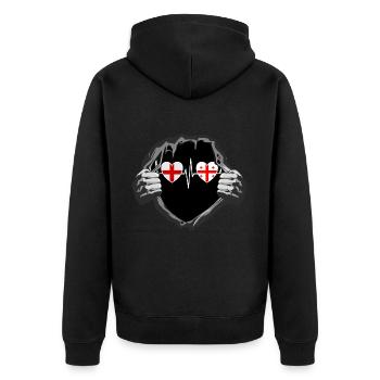 England und Georgien Georgische Fahne Flaggen - Unisex Premium Bio Zip Hoodie - Schwarz - Hinten - Nico (187cm)