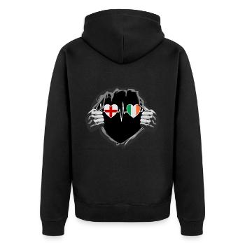 England und Irland Irische Ire Fahne Flaggen - Unisex Premium Bio Zip Hoodie - Schwarz - Hinten - Nico (187cm)