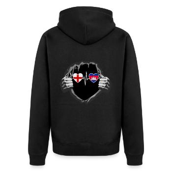 England und Kambodscha Kambodschanische Flaggen - Unisex Premium Bio Zip Hoodie - Schwarz - Hinten - Nico (187cm)