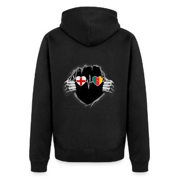 England und Kamerun Kamerunische Fahne Flaggen - Unisex Premium Bio Zip Hoodie - Schwarz - Hinten - Nico (187cm)