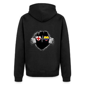 England und Kolumbien Kolumbianische Fahne Flaggen - Unisex Premium Bio Zip Hoodie - Schwarz - Hinten - Nico (187cm)