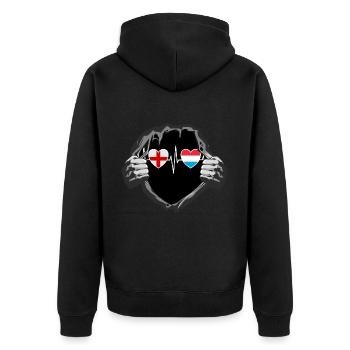 England und Luxemburg Luxemburgische Fahne Flaggen - Unisex Premium Bio Zip Hoodie - Schwarz - Hinten - Nico (187cm)