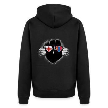 England und Mongolei Mongolische Fahne Flaggen - Unisex Premium Bio Zip Hoodie - Schwarz - Hinten - Nico (187cm)