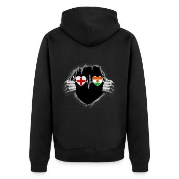 England und Niger Nigrische Fahne Flaggen - Unisex Premium Bio Zip Hoodie - Schwarz - Hinten - Nico (187cm)