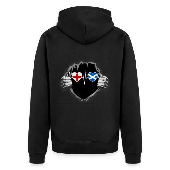 England und Schottland Schottische Fahne Flaggen - Unisex Premium Bio Zip Hoodie - Schwarz - Hinten - Nico (187cm)