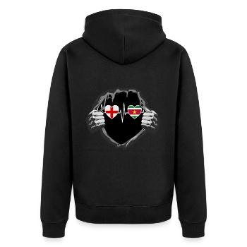 England und Suriname Surinamische Fahne Flaggen - Unisex Premium Bio Zip Hoodie - Schwarz - Hinten - Nico (187cm)