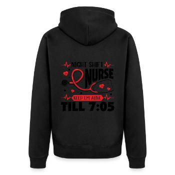 Night Shift Nurse Keep Em Alive Till 7 05 - Unisex Premium Bio Zip Hoodie - Schwarz - Hinten - Nico (187cm)