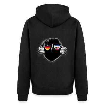 Deutschland und Mecklenburg-Vorpommern Flaggen - Unisex Premium Bio Zip Hoodie - Schwarz - Hinten - Nico (187cm)