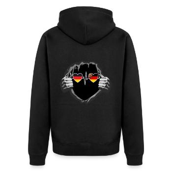 Deutschland und Rheinland-Pfalz Fahne Flaggen - Unisex Premium Bio Zip Hoodie - Schwarz - Hinten - Nico (187cm)