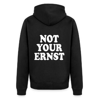 Not your ernst - Unisex Premium Bio Zip Hoodie - Schwarz - Hinten - Nico (187cm)