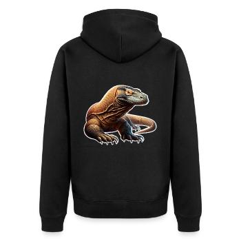 Komodo Dragon - Unisex Premium Bio Zip Hoodie - Schwarz - Hinten - Nico (187cm)