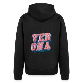 Vérone Italie City Font Vintage Retro Skyline - Veste à capuche bio Premium Unisexe - noir - Dos - Nico (187cm)