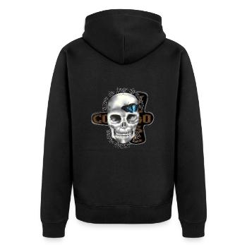 skull butterfly blue controversy - Unisex Premium Organic Zip Hoodie - black - Back - Nico (187cm)