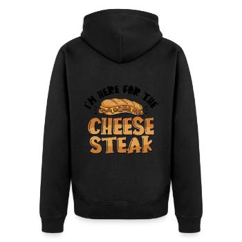Philly Breakfast Sandwich - Unisex Premium Bio Zip Hoodie - Schwarz - Hinten - Nico (187cm)