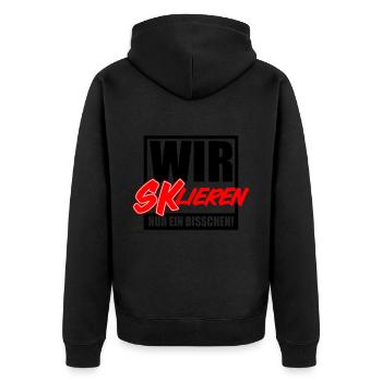 Eskalieren SKlation sklation | Farben änderbar - Unisex Premium Bio Zip Hoodie - Schwarz - Hinten - Nico (187cm)