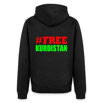 Free Kurdistan - Unisex Premium Organic Zip Hoodie - black - Back - Nico (187cm)