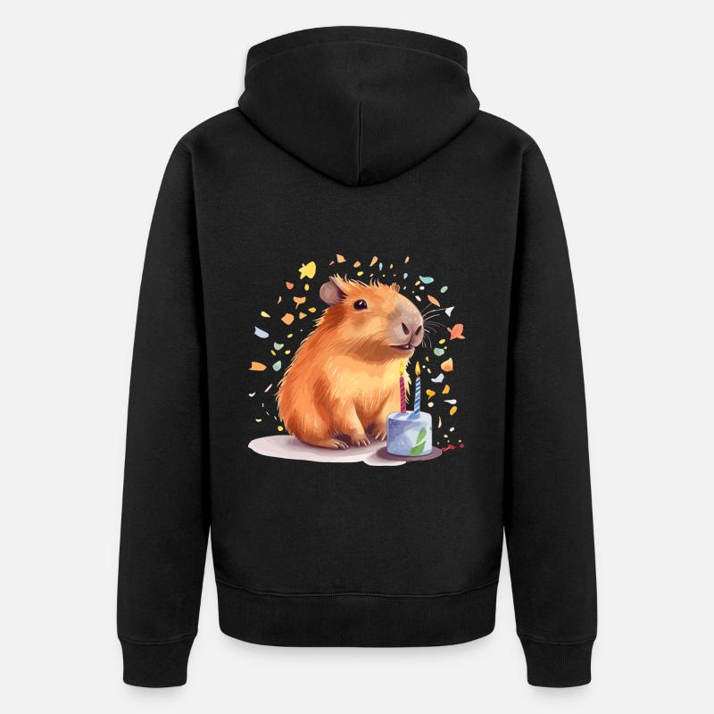 Bébé Capybara Anniversaire - Veste à capuche bio Premium Unisexe - noir