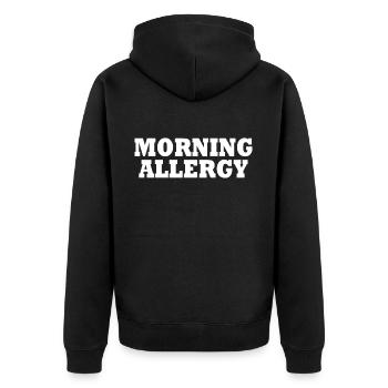 morning allergy - Unisex Premium Organic Zip Hoodie - black - Back - Nico (187cm)