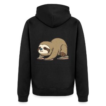 Zen Sloth - Unisex Premium Organic Zip Hoodie - black - Back - Nico (187cm)