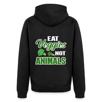 Vegan Veganism - Unisex Premium Organic Zip Hoodie - black - Back - Nico (187cm)