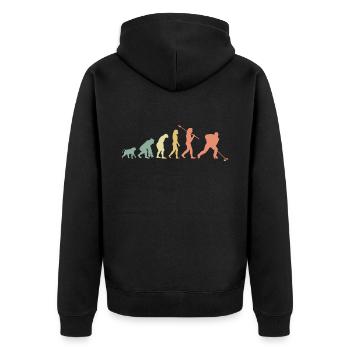 Eishockey Evolution - Unisex Premium Bio Zip Hoodie - Schwarz - Hinten - Nico (187cm)
