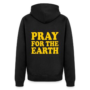 Pray for the earth - Unisex Premium Organic Zip Hoodie - black - Back - Nico (187cm)