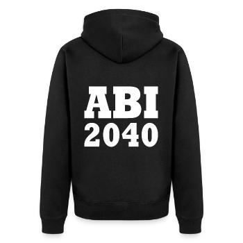 Abi 2040 - Unisex Premium Bio Zip Hoodie - Schwarz - Hinten - Nico (187cm)